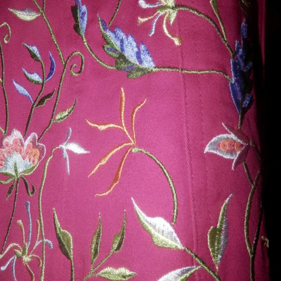 Quacker Factory Pink Fuchsia Jacket Embroidery Jacket Summer Beads Small - Picture 2 of 5